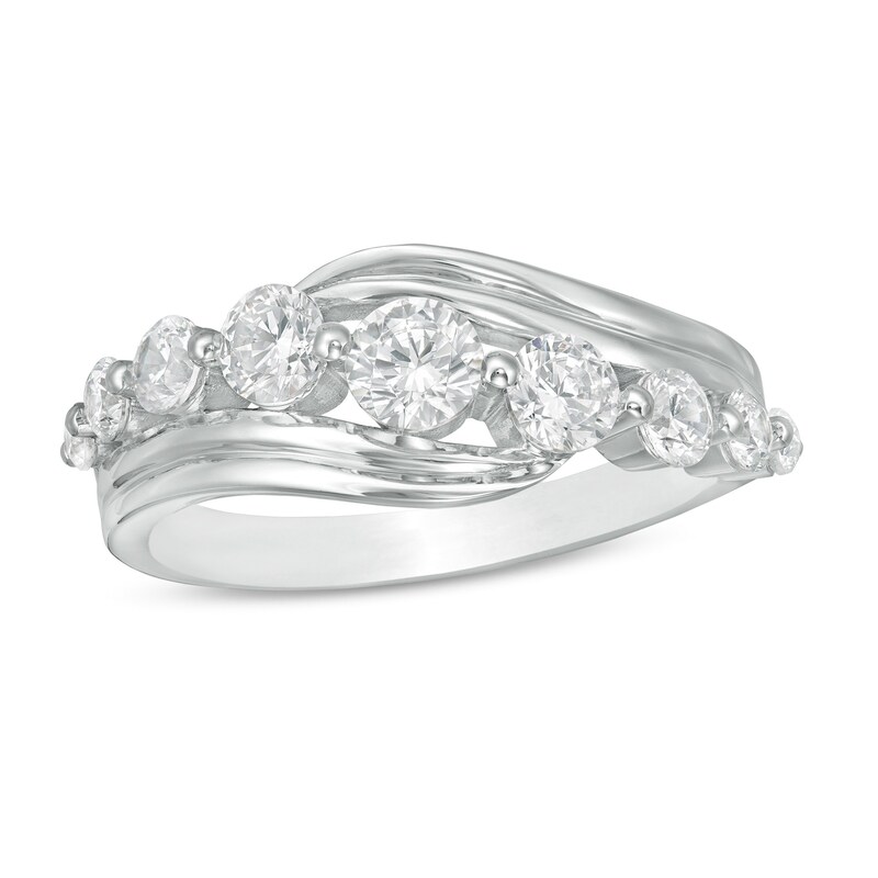 Main Image 1 of 1 CT. T.W. Diamond Graduated Bypass Ring in 10K White Gold