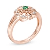 Thumbnail Image 2 of 3.0mm Lab-Created Emerald and Diamond Accent Filigree Clover Split Shank Ring in 10K Rose Gold