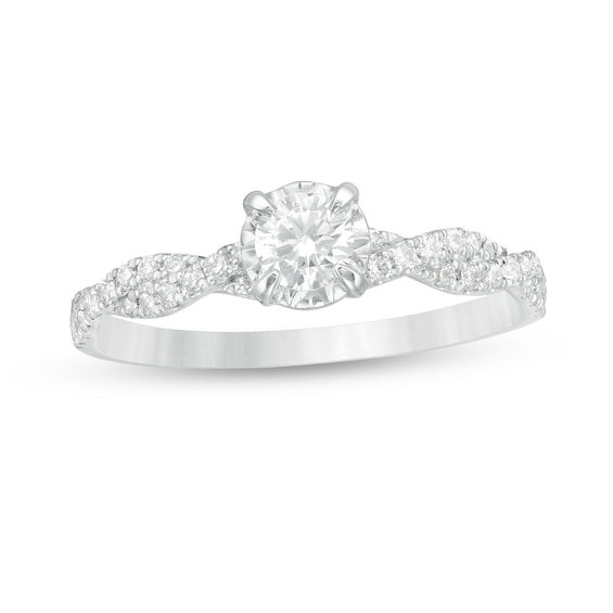1/2 CT. T.w. Diamond Twist Shank Engagement Ring in 14K White Gold