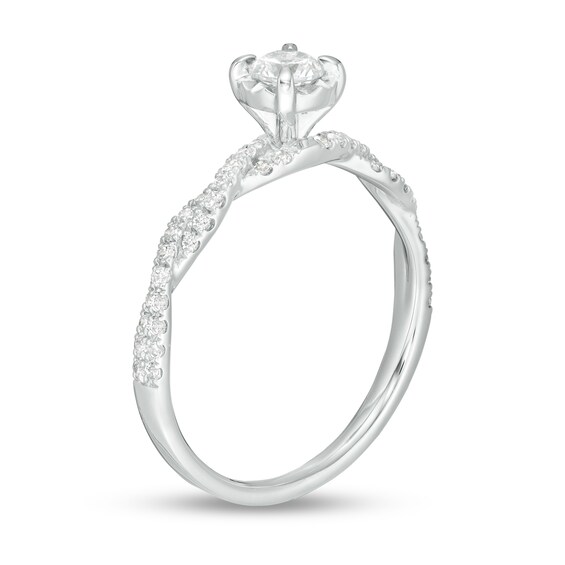 1/2 CT. T.w. Diamond Twist Shank Engagement Ring in 14K White Gold