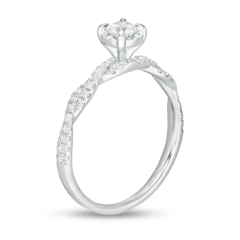 Main Image 3 of 1/2 CT. T.W. Diamond Twist Shank Engagement Ring in 14K White Gold
