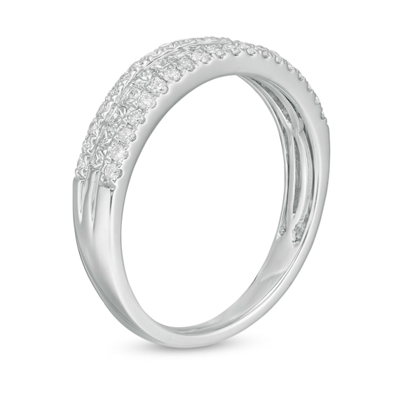 5/8 CT. T.w. Certified Princess-Cut and Round Diamond Multi-Row Band in 14K White Gold (I/Si2)