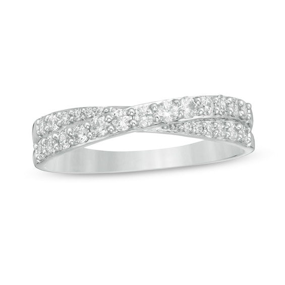 1/2 CT. T.w. Certified Diamond Criss-Cross Band in 14K White Gold (I/Si2)