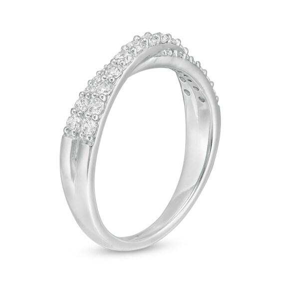 1/2 CT. T.w. Certified Diamond Criss-Cross Band in 14K White Gold (I/Si2)