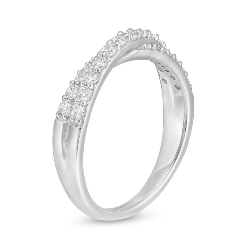 Main Image 3 of 1/2 CT. T.W. Certified Diamond Criss-Cross Band in 14K White Gold (I/SI2)