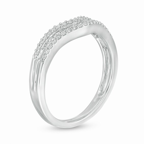 1/4 CT. T.w. Baguette and Round Diamond Contour Multi-Row Anniversary Band in 14K White Gold