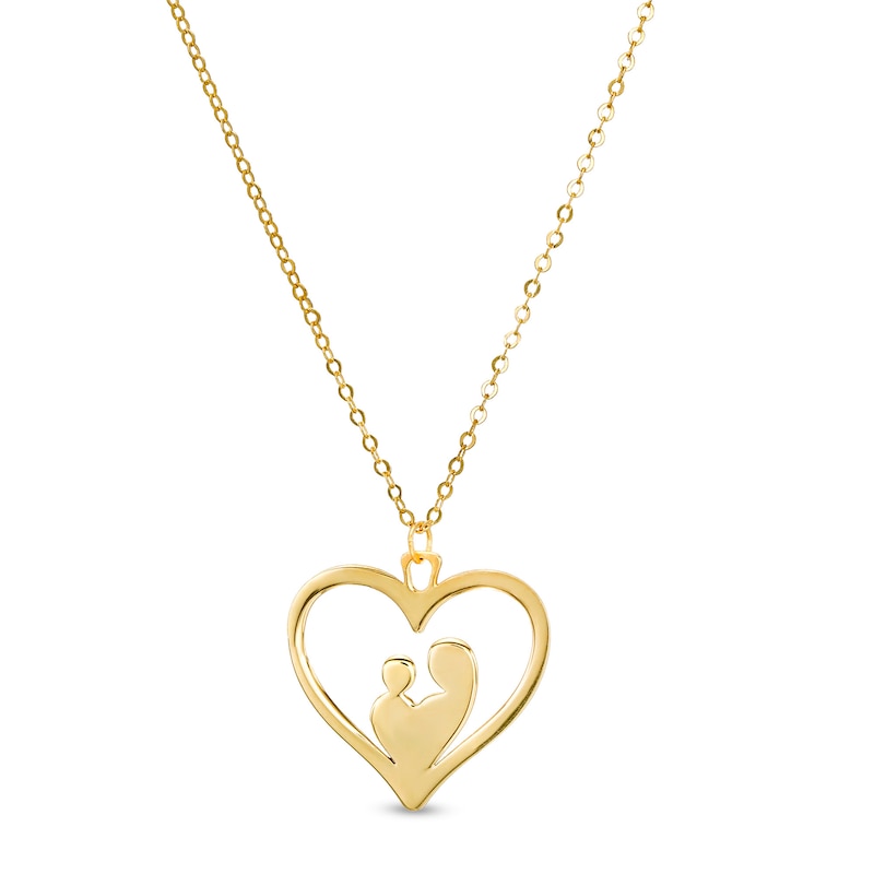 Main Image 1 of Made in Italy Motherly Love Heart Pendant in 14K Gold