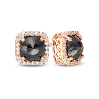 White Cubic Zirconia Stud Earrings In 14k Rose Gold Over Sterling Silver 1.5 Cttw 