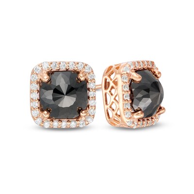 White Cubic Zirconia Stud Earrings In 14k Rose Gold Over Sterling Silver 1.5 Cttw White Cubic Zirconia Stud Earrings In 14k Rose Gold Over Sterling Silver 1.5 Cttw