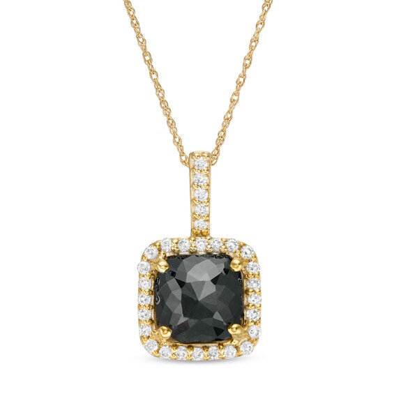 3-7/8 CT. T.W. Enhanced Black and White Cushion-Cut Diamond Frame Drop Pendant in 14K Gold 3-7/8 CT. T.W. Enhanced Black and White Cushion-Cut Diamond Frame Drop Pendant in 14K Gold