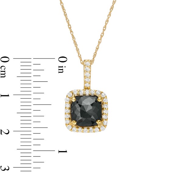 3-7/8 CT. T.W. Enhanced Black and White Cushion-Cut Diamond Frame Drop Pendant in 14K Gold 3-7/8 CT. T.W. Enhanced Black and White Cushion-Cut Diamond Frame Drop Pendant in 14K Gold