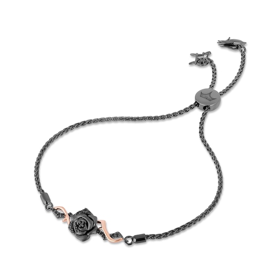 Enchanted Disney Villains Maleficent 1/6 CT. T.w. Black Diamond Bolo Bracelet in Black Sterling Silver