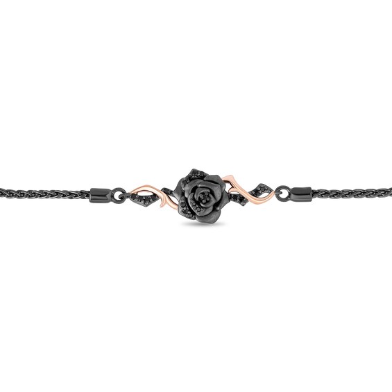 Enchanted Disney Villains Maleficent 1/6 CT. T.w. Black Diamond Bolo Bracelet in Black Sterling Silver