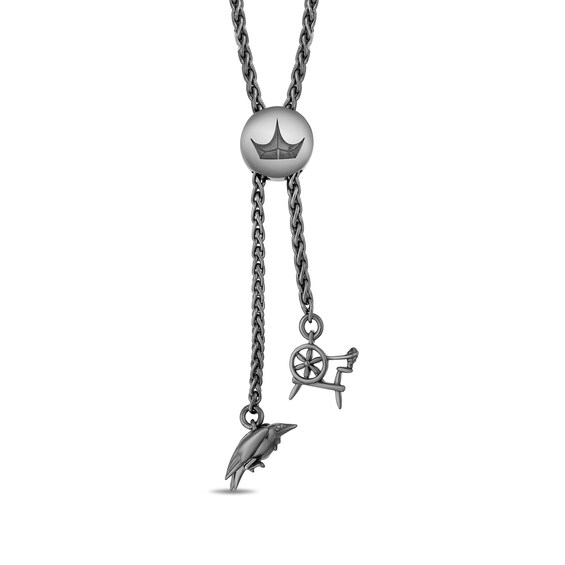 Enchanted Disney Villains Maleficent 1/6 CT. T.w. Black Diamond Bolo Bracelet in Black Sterling Silver