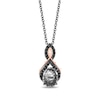 Thumbnail Image 1 of Enchanted Disney Villains Maleficent Black Quartz and 1/5 CT. T.W. Diamond Pendant in Sterling Silver and 10K Rose Gold