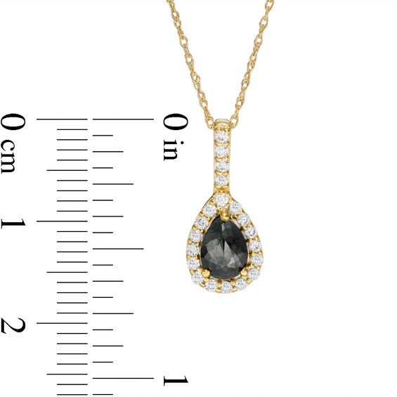 3/4 CT. T.W. Enhanced Black and White Pear-Shaped Diamond Frame Drop Pendant in 14K Gold 3/4 CT. T.W. Enhanced Black and White Pear-Shaped Diamond Frame Drop Pendant in 14K Gold