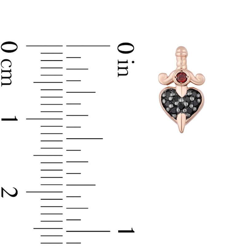 Enchanted Disney Villains Evil Queen Garnet and 1/8 CT. T.W. Black Diamond Stud Earrings in 10K Rose Gold