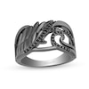 Thumbnail Image 1 of Enchanted Disney Villains Maleficent 1/6 CT. T.W. Diamond Thorns and Wing Ring in Sterling Silver with Black Rhodium