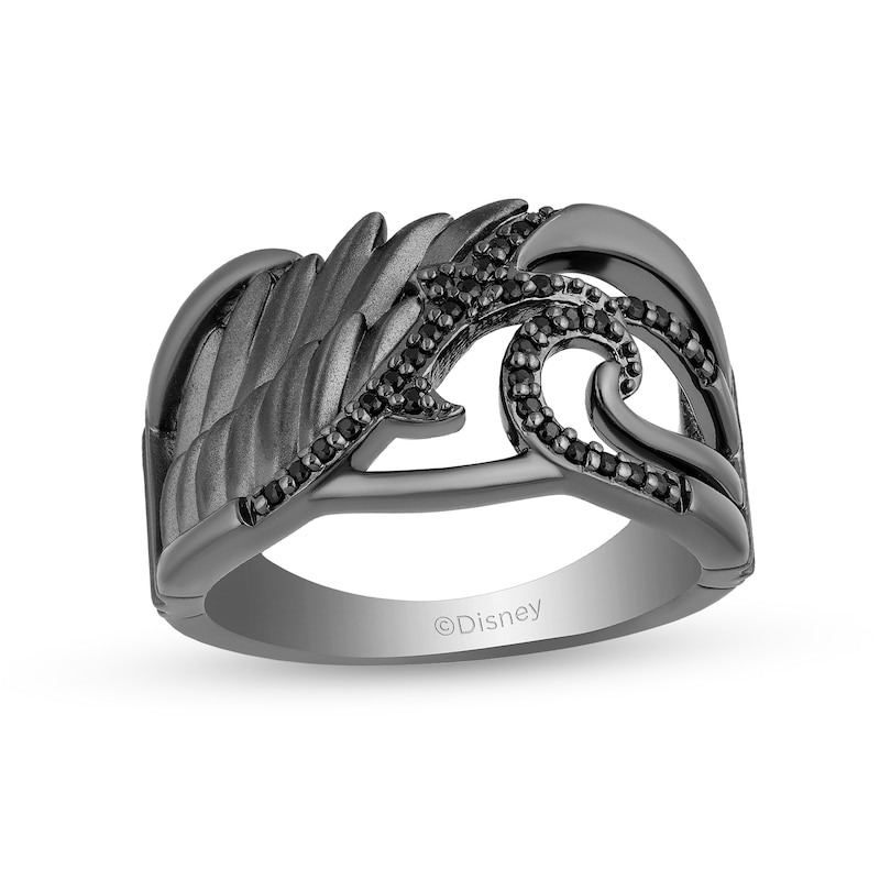 Main Image 1 of Enchanted Disney Villains Maleficent 1/6 CT. T.W. Diamond Thorns and Wing Ring in Sterling Silver with Black Rhodium