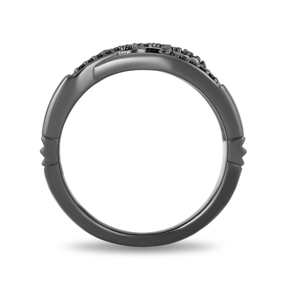 Enchanted Disney Villains Maleficent 1/6 CT. T.w. Diamond Thorns and Wing Ring in Sterling Silver with Black Rhodium