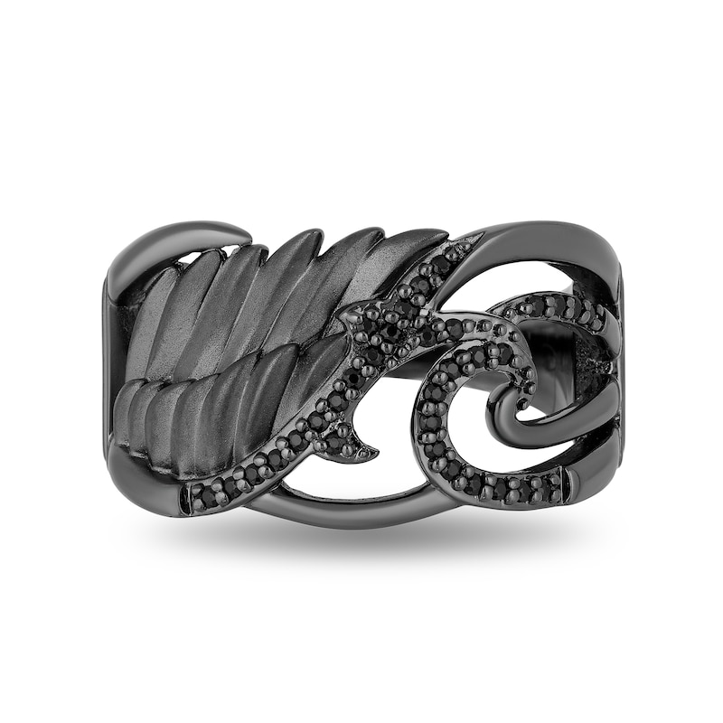 Main Image 4 of Enchanted Disney Villains Maleficent 1/6 CT. T.W. Diamond Thorns and Wing Ring in Sterling Silver with Black Rhodium
