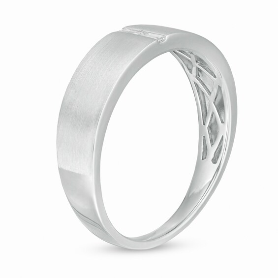1/15 CT. T.w. Baguette Diamond Linear Two Stone Wedding Band in 10 White Gold