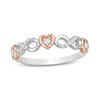 Thumbnail Image 1 of 1/10 CT. T.W. Diamond Alternating Hearts and Infinity Symbols Ring in Sterling Silver and 10K Rose Gold