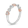 Thumbnail Image 3 of 1/10 CT. T.W. Diamond Alternating Hearts and Infinity Symbols Ring in Sterling Silver and 10K Rose Gold