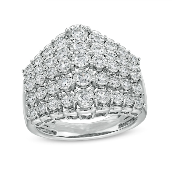 1 CT. T.w. Diamond Graduated Row Ring in 10K White Gold