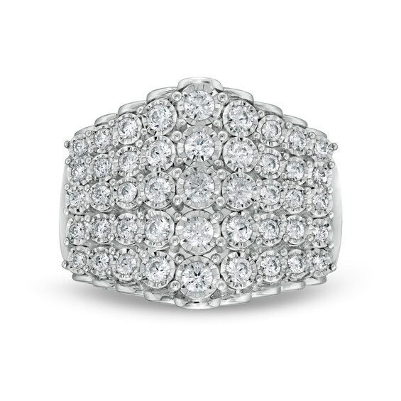 1 CT. T.w. Diamond Graduated Row Ring in 10K White Gold