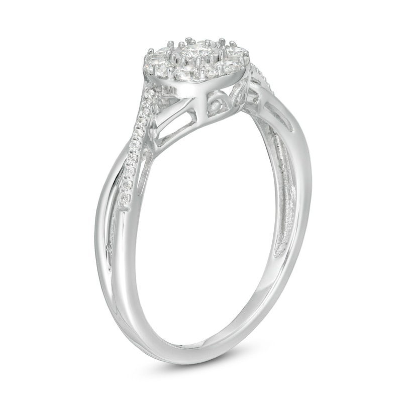 Main Image 2 of 1/3 CT. T.W. Composite Diamond Split Twist Shank Ring in 10K White Gold