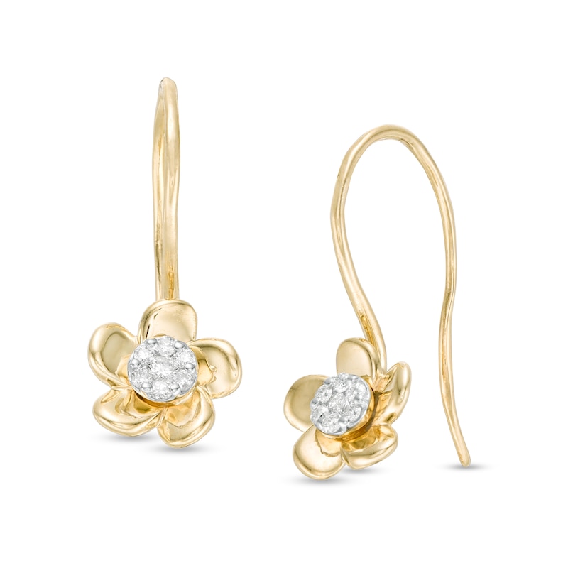 1/10 CT. T.W. Composite Diamond Flower Drop Earrings in 10K Gold