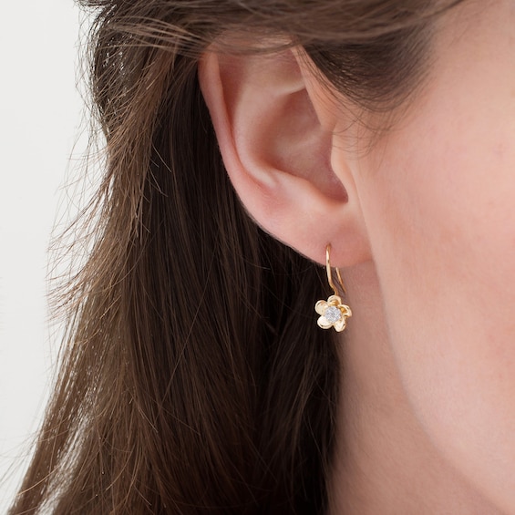 1/10 CT. T.w. Composite Diamond Flower Drop Earrings in 10K Gold