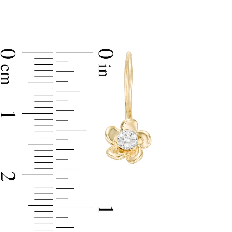 1/10 CT. T.W. Composite Diamond Flower Drop Earrings in 10K Gold