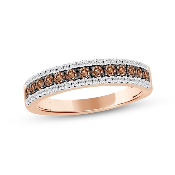 1/2 CT. T.w. Champagne and White Diamond Ring in 10K Rose Gold