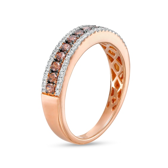 1/2 CT. T.w. Champagne and White Diamond Ring in 10K Rose Gold