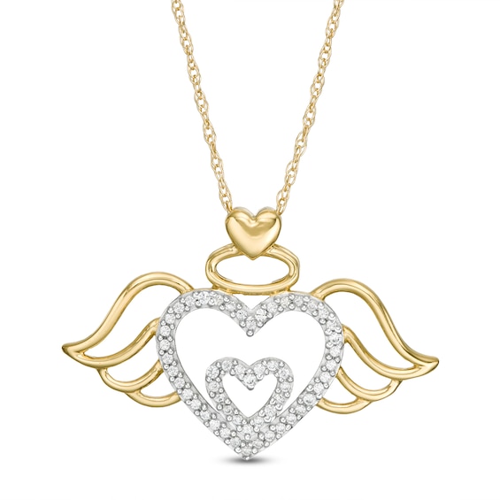 1/10 CT. T.w. Diamond Angel Heart Pendant in 10K Gold