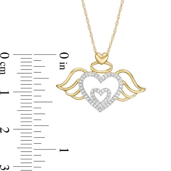 1/10 CT. T.w. Diamond Angel Heart Pendant in 10K Gold