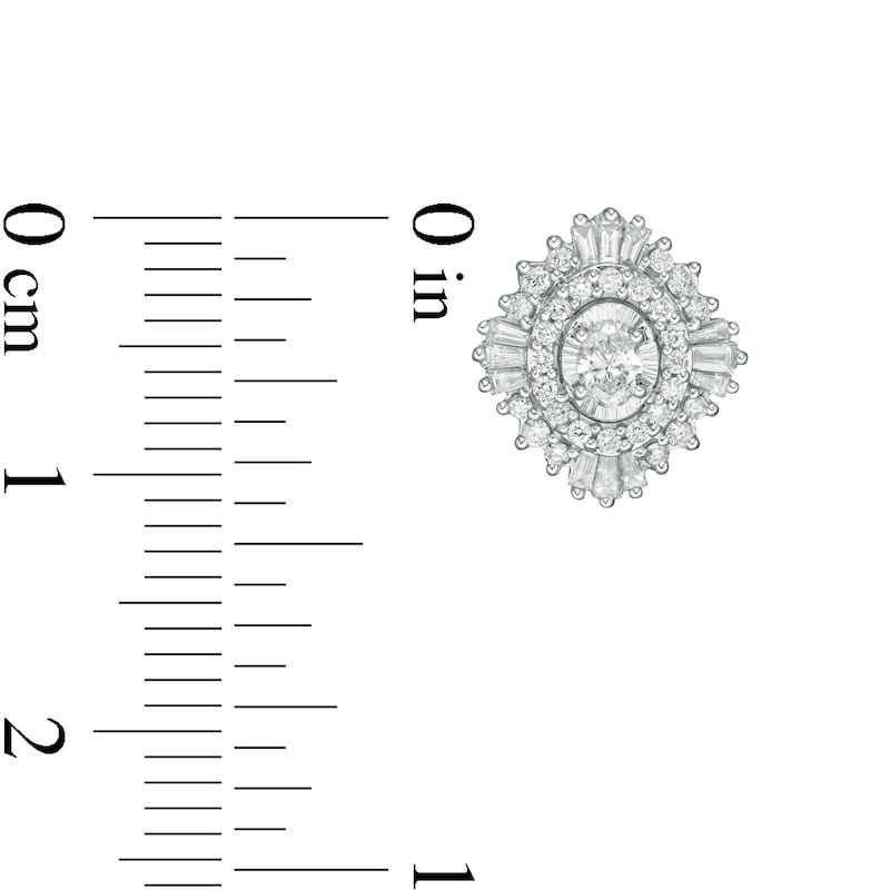 Main Image 3 of Marilyn Monroe™ Collection 5/8 CT. T.W. Oval Diamond Frame Starburst Stud Earrings in 10K White Gold