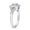 1/2 CT. T.W. Emerald-Cut Diamond Double Frame Leaf-Sides Vintage-Style Engagement Ring in 10K White Gold