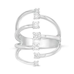 1/2 CT. T.W. Diamond Linear Seven Stone Open Shank Ring in 10K White Gold