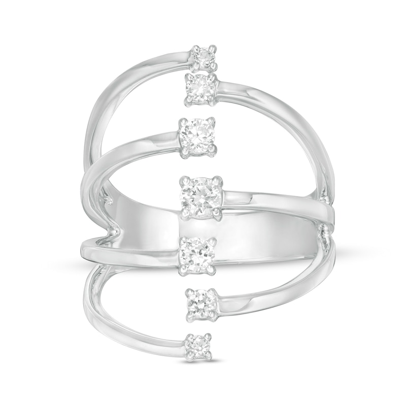 Main Image 1 of 1/2 CT. T.W. Diamond Linear Seven Stone Open Shank Ring in 10K White Gold