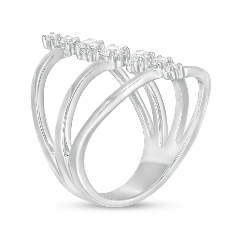 Main Image 3 of 1/2 CT. T.W. Diamond Linear Seven Stone Open Shank Ring in 10K White Gold