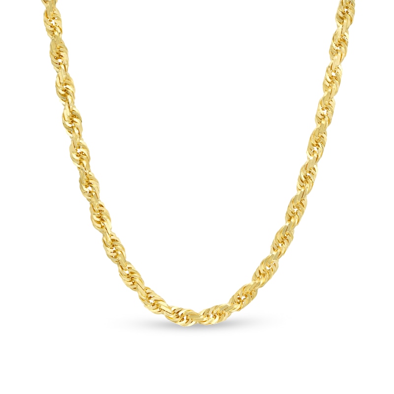 Main Image 1 of 4.4mm Glitter Rope Chain Necklace in Solid 14K Gold - 24"
