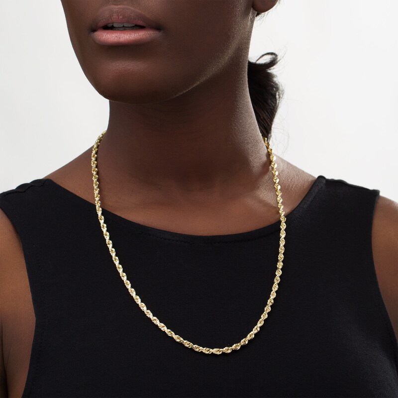 Main Image 2 of 4.4mm Glitter Rope Chain Necklace in Solid 14K Gold - 24"