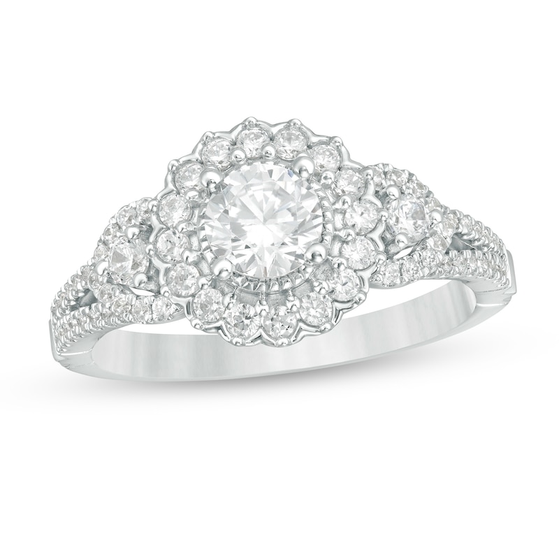 Main Image 1 of Collector's Edition Enchanted Disney Cinderella 70th Anniversary 1 CT. T.W. Diamond Frame Ring in 14K White Gold