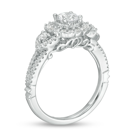 Collector's Edition Enchanted Disney Cinderella 70th Anniversary 1 CT. T.w. Diamond Frame Ring in 14K White Gold