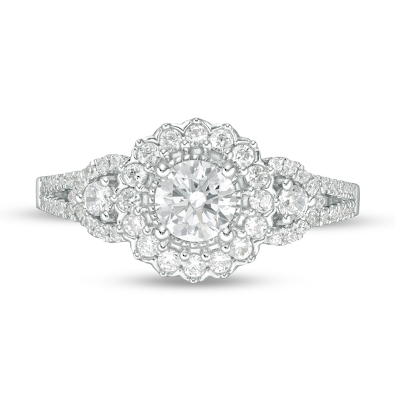 Collector's Edition Enchanted Disney Cinderella 70th Anniversary 1 CT. T.w. Diamond Frame Ring in 14K White Gold