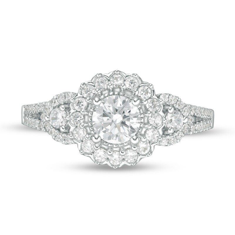 Main Image 3 of Collector's Edition Enchanted Disney Cinderella 70th Anniversary 1 CT. T.W. Diamond Frame Ring in 14K White Gold
