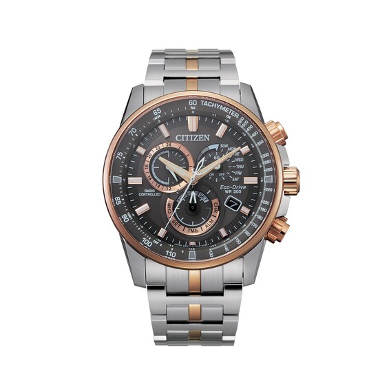 Men's Citizen Eco-Drive® PCAT Chronograph Two-Tone Watch with Grey Dial (Model: CB5886-58H) Men's Citizen Eco-Drive® PCAT Chronograph Two-Tone Watch with Grey Dial (Model: CB5886-58H)